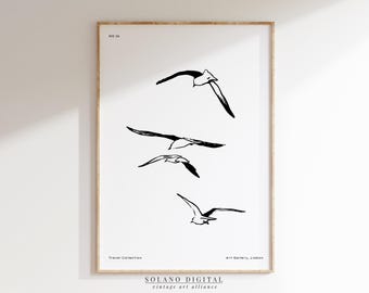 Seagull Line Art Print: Minimalist Coastal Decor (Digital Download)