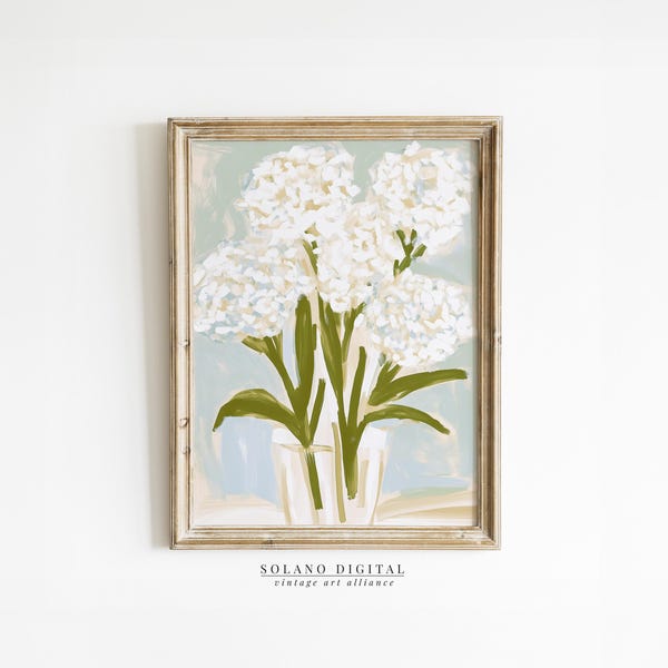 Hydrangea Floral Art Print: Southern Botanical Decor (Digital Download)