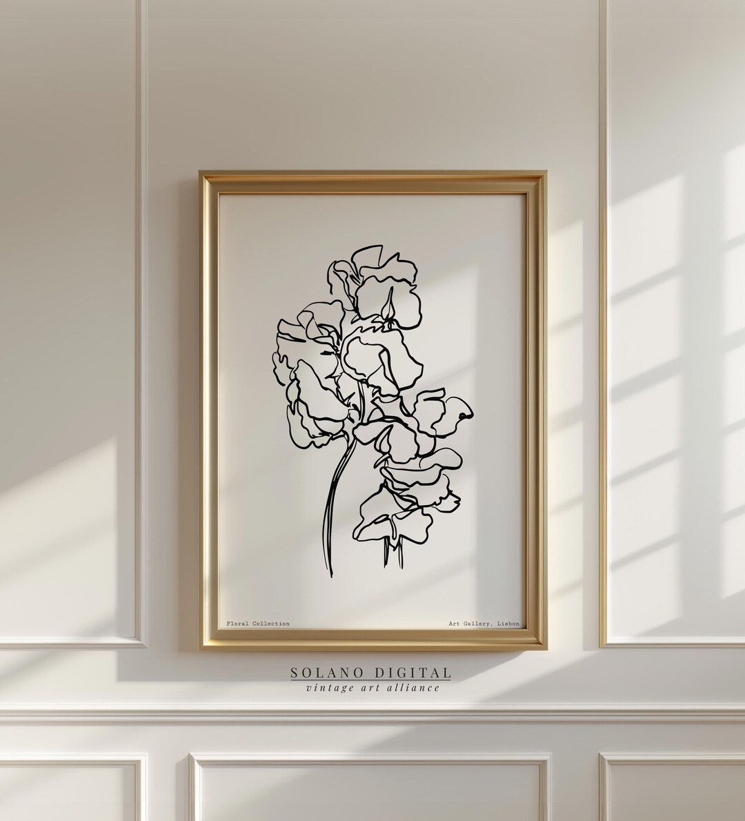 Minimalist Floral Line Art Print: Black and White Botanical Wall Decor ...