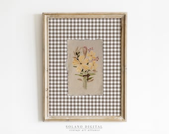 Rustic Floral Bouquet Print: Vintage Farmhouse Decor (Digital Download)