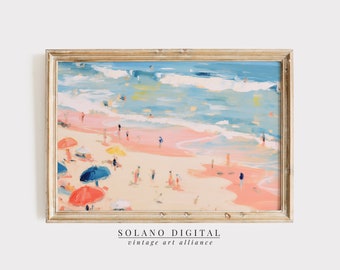 Vintage Beach Painting: Abstract Coastal Seascape Art (Downloadable)