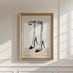Minimalist High Heel Wall Art Print, Fashion Illustration Printable Art, Chic Shoe Drawing Poster, Digital Download Modern Decor