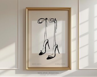 Minimalist High Heel Fashion Illustration: Chic Shoe Art Print (Digital Download)