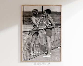 1920s Tennis Player Print: Vintage Black and White Photo (Digital Download)
