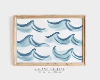 Minimal Ocean Wave Art Print: Beach House Decor (Digital Download)