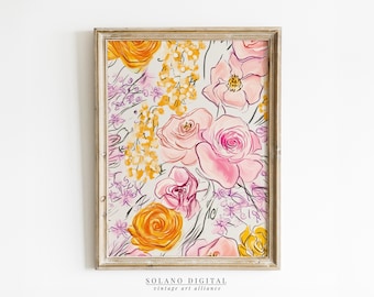 Peonies Floral Wall Decor Peonies Painting Peony Wall Art Pink Floral Painting Digital Download Peony Artwork Printable Peony Illustration