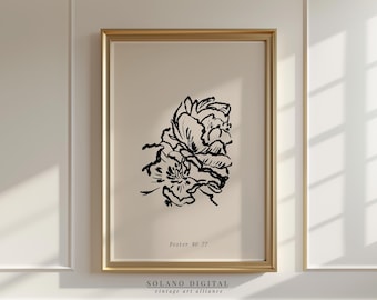 Vintage Botanical Flower Print: Cottagecore Farmhouse Decor (Digital Download