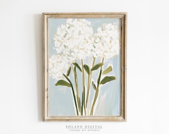 Modern Southern Floral Art Feminine Botanical Decor Digital Download Wall Art Light White Flower Arrangement Modern Southern Floral Art