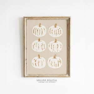 Neutral Pumpkin Painting Modern Fall Printable Wall Art Beige Fall Decor Abstract Autumn Poster Hand Drawn Halloween Digital Download Art