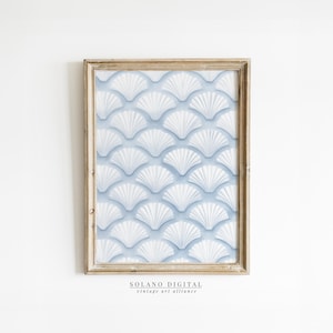 Sea Shells Digital Print Pastel Blue Vintage Coastal Granddaughter Aesthetic Coastal Cowgirl Printable Poster Dorm Room Trendy Wall Art