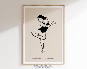 Minimalist Dancer Line Art Print: Modern Ballet Figure (Digital Download)