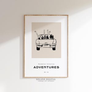Girls Road Trip Printable Art – Minimalist Adventure Poster for Travel Lovers, Digital Download Wall Art for Boho and Scandinavian Decor