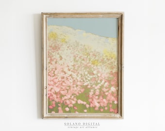 Floral Meadow Oil Painting: Vintage Spring Printable Art (Digital Download)