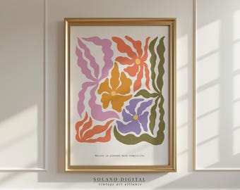 Colorful Floral Art Print: Abstract Botanical Wall Decor (Digital Download)