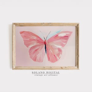 Butterfly Print Pink Girly Digital Print Girl&#39;s Nursery Room Painting Coquette Aesthetic Preppy Trendy Wall Art Dorm Room Decor Printable