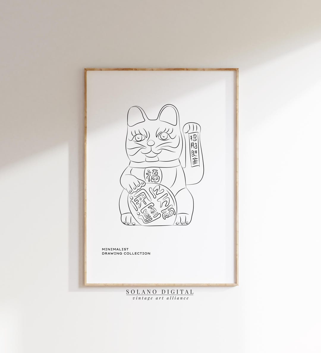 Maneki Neko Line Art Print: Japanese Lucky Cat Poster (digital Download ...