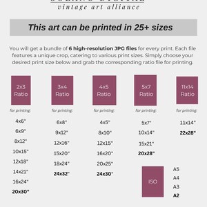 The image is a collection of various print sizes, each featuring a unique crop and catering to different print sizes. The maximum print size for each ratio is described in bold, and the sizes are the maximum print size for each ratio.