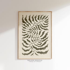 Olive Green Botanical Green Leaf Printable Wall Art, Modern Abstract Decor, Green Tones Digital Download, Boho Aesthetic