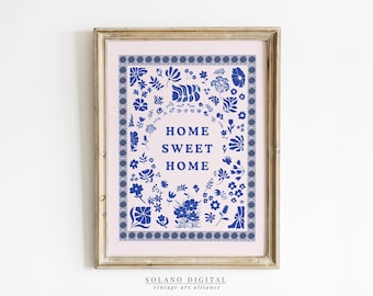 Home Sweet Home Floral Print: Vintage Cottage Kitchen Decor (Digital Download)