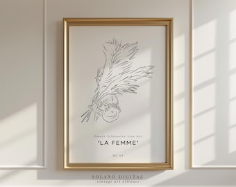 Boho Woman Line Art Print: Minimalist Female Silhouette (Digital Download