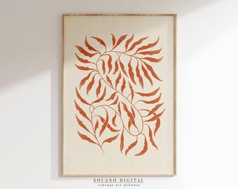 Burnt Orange Botanical Print: Abstract Earth Tones Art (Digital Download)