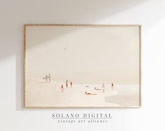 Large Minimal Beach Art Print Swimming Minimalist Artwork Apartment Decor Vintage Bathroom Poster Minimal Art Print Beach House Decor 323