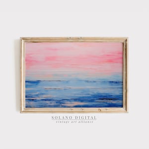 Abstract Coastal Painting PRINTABLE Wall Art Vintage Beach Print DOWNLOADABLE Girly Apartment Decor Seascape Print Pink Blue Abstract Art