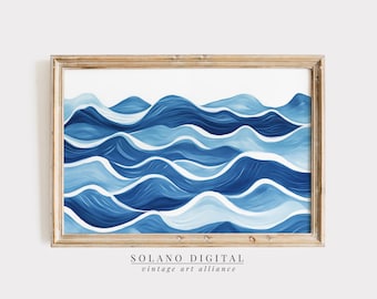 Vintage Ocean Wave Painting: Beach House Decor (Digital Print)