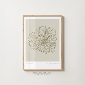 Minimalist Botanical Flower Printable Art – Line Drawing Wall Print – Neutral Contemporary Poster – Digital Download