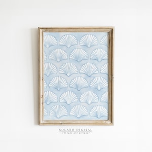 Sea Shells Digital Print Pastel Blue Vintage Coastal Granddaughter Aesthetic Coastal Cowgirl Printable Poster Dorm Room Trendy Wall Art
