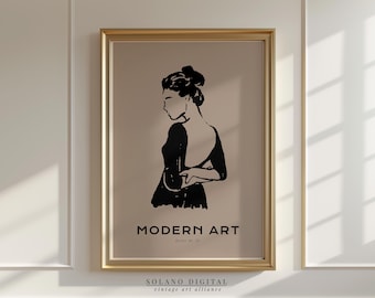 Minimalist Woman Line Art Print: Neutral Silhouette (Digital Download)