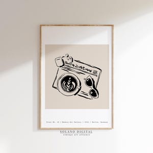 Coffee Line Art Printable, Cafe Aesthetic Wall Art Digital Download, Minimalist Coffee Decor, Modern Kitchen or Office Artwork
