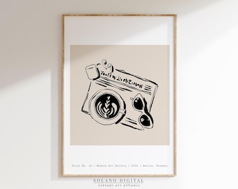 Minimalist Coffee Line Art Print: Cafe Kitchen Decor (Digital Download)