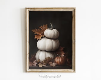 Vintage Pumpkin Painting: Moody Fall Printable Art (Digital Download)