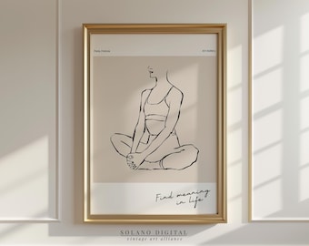 Minimalist Yoga Line Art Print: Meditation Pose (Digital Download