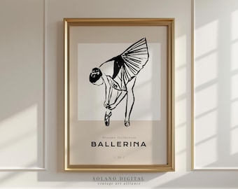 Ballerina Line Art Print: Minimalist Dance Studio Decor (Digital Download)