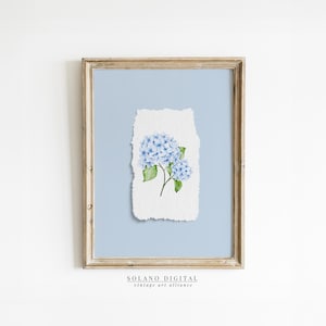 Hydrangea Print Feminine Blue Coastal Floral Wall Art, Coastal Granddaughter Prints Digital Download for Kitchen, Bathroom, or Bedroom Decor