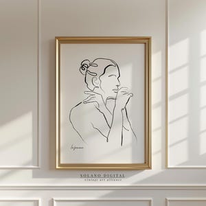 Minimalist Woman Line Art Print, Abstract Female Poster, One Line Drawing Wall Art, Modern Boho Printable Art, La Femme Digital Download
