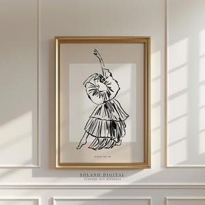 Expressive Dancer Line Art Print, Minimalist Black Ink Ballet Poster, Boho Movement Wall Decor, Fashion Sketch Printable Art Download