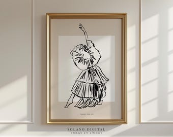 Minimalist Dancer Line Art Print: Boho Ballet Poster (Digital Download)