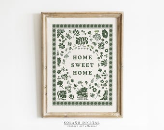 Home Sweet Home Print Digital Download Wall Art  Trendy Decor for Minimalist Living Room & Cottage Kitchen