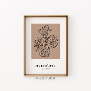 Minimalist Floral Line Drawing Print, Boho Wall Art, Terracotta Flower Poster, Neutral Botanical Printable Art, Modern Flower Line Art Print