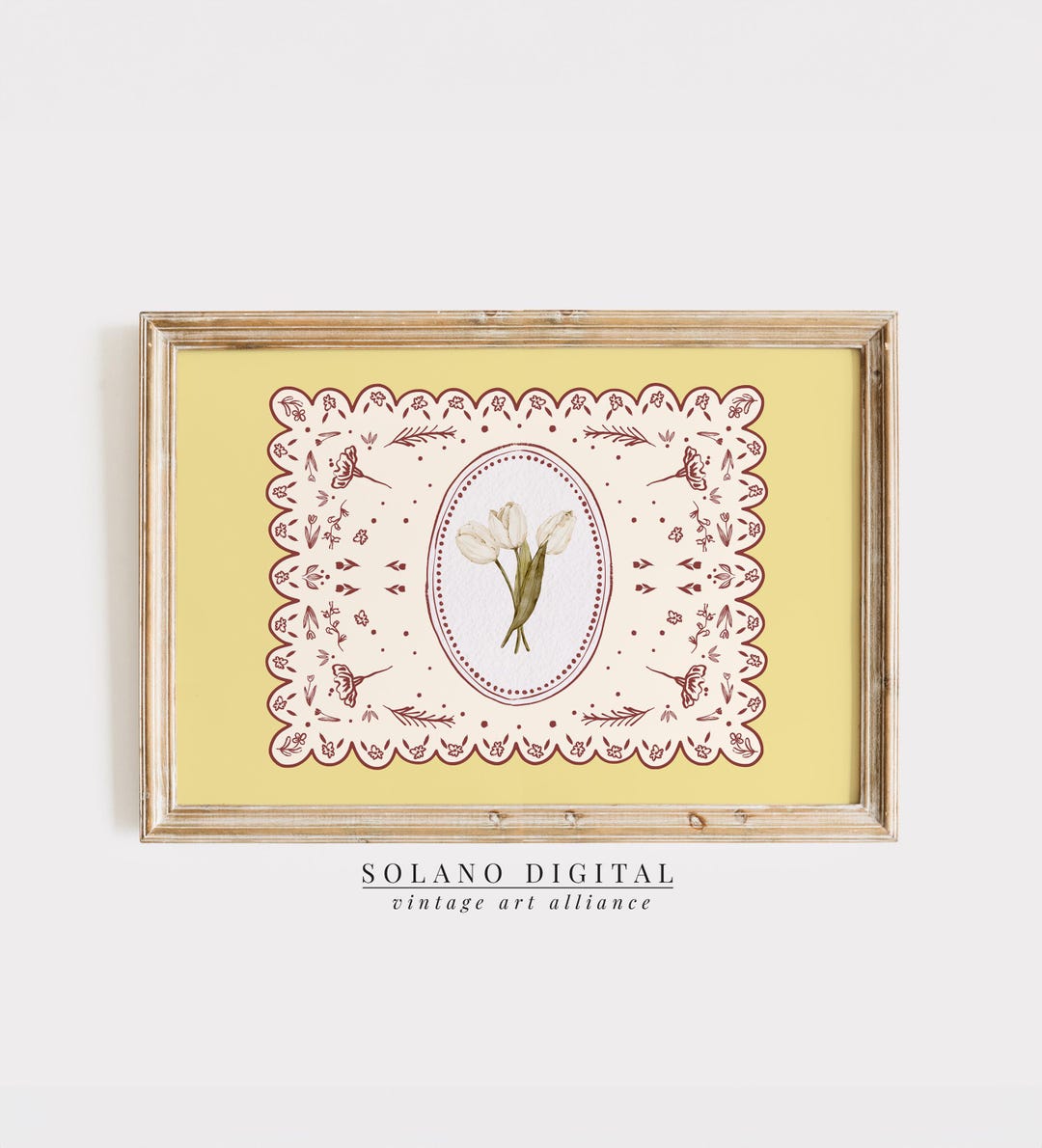 White Tulip Floral Art Print - Vintage Style Digital Download - Etsy
