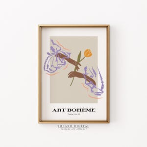 Art Boheme Hands with Flower Print – Minimalist Line Art, Modern Boho Printable Art, Feminine Wall Decor, Neutral Digital Download Poster