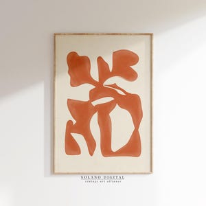 Burnt Orange Botanical Printable Wall Art, Modern Abstract Decor, Earth Tones Digital Download Boho Aesthetic Matisse Inspired Boho Decor,r