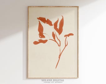 Burnt Orange Botanical Print: Abstract Boho Wall Art (Digital Download)