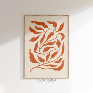 Burnt Orange Botanical Printable Wall Art, Modern Abstract Decor, Earth Tones Digital Download, Boho Aesthetic