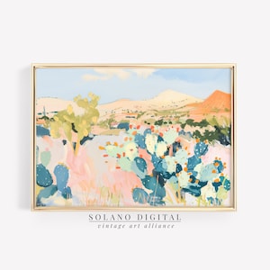 Desert Cactus Landscape Wall Decor Western Aesthetic Downloadable Art Wild West Apartment Poster Mexican Bright and Colorful Boho Wall Art