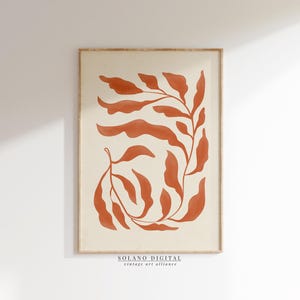 Burnt Orange Botanical Printable Wall Art, Modern Abstract Decor, Earth Tones Digital Download, Boho Aesthetic