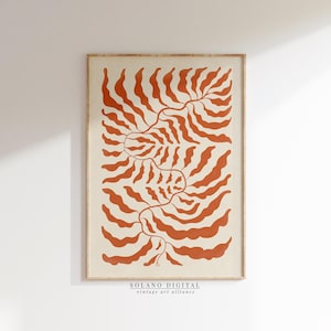 Burnt Orange Botanical Printable Wall Art, Modern Abstract Decor, Earth Tones Digital Download, Boho Aesthetic